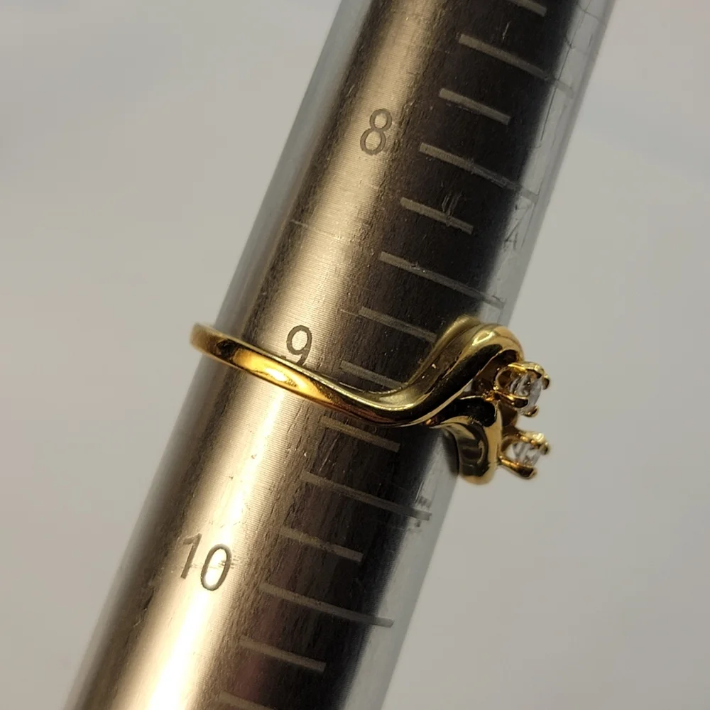 Vintage Ring Signed COP 92 Gold Plated CZ Diamonds Size 9 Castings on Parade